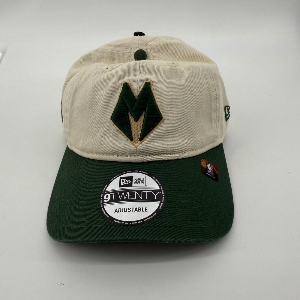 New Era Milwaukee Bucks 9TWENTY Adjustable Hat Cream Green NBA 60768589